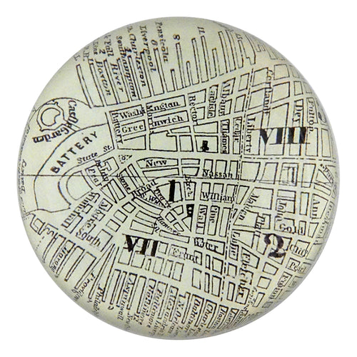 john derian New York Map: Battery Park Dome Paperweight
