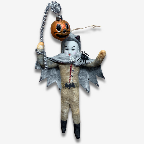 john derian Nostalgic Cotton Vampire Boy with Porcelain Head and Glass Pumpkin Ornament Add to cart This nostalgic vampire boy ornament features a delicate hand-painted porcelain head. Dressed in a soft cotton attire with shimme
