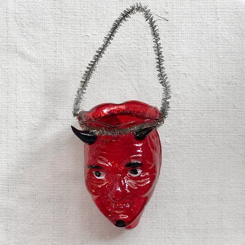 john derian Nostalgic Red Krampus Lamp Light Add to cart All Holiday ornaments and items are final sale and are not eligible for return or exchange. Details 1.5" W x 6" H Glass  Handmade in Poland Item embraces unique imper