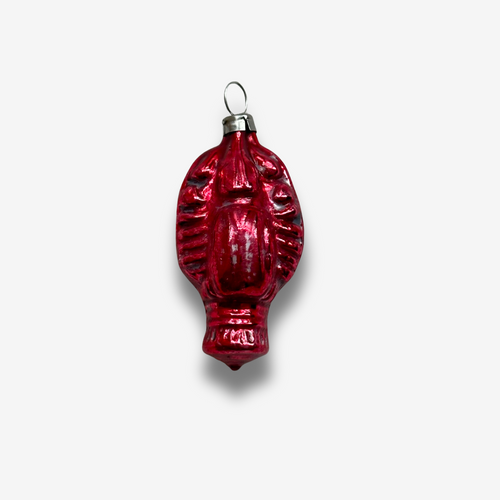 john derian Nostalgic Small Red lobster Ornament Add to cart All Holiday ornaments and items are final sale and are not eligible for return or exchange.  Details 1.25" W x 2.5" H Glass Mouth blown in Laucha Germany Item embra