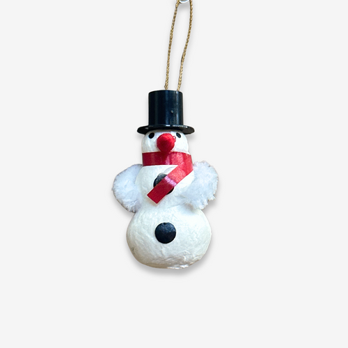 john derian Nostalgic Snowman Chenile Ornament Add to cart All Holiday ornaments and items are final sale and are not eligible for return or exchange.  This mini snowman ornament is a festive and nostalgic addition to your holi
