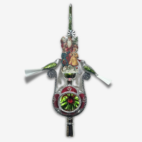 john derian Nostalgic Victorian Tree Topper with Two Birds Add to cart All Holiday ornaments and items are final sale and are not eligible for return or exchange.  This treetopper is a festive and nostalgic addition to your hol