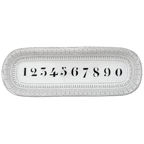 john derian Numbers Platter Add to cart Plat à 10 Chiffres Details 10.8" L x 5.7" W x .6" Deep Glazed terracotta Made in Paris Care Dishwasher safe on a moderate wash cycle. Not microwave safe. Image Origin England 1737. John D