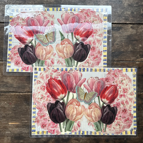 john derian One of a Kind Collaged Tulips Mat Pair (2-12 & 2-13) Add to cart Handmade one-of-a-kind laminated collage by John Derian Details Set of 2 18" x 12" One-of-a-kind Collaged with 18th & 19th-century prints from John's a