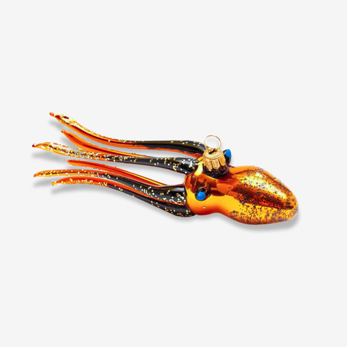 john derian Orange & Black Squid Ornament Add to cart All Holiday ornaments and items are final sale and are not eligible for return or exchange.  Catch of the day Add a touch of the nautical charm to your holiday décor with t