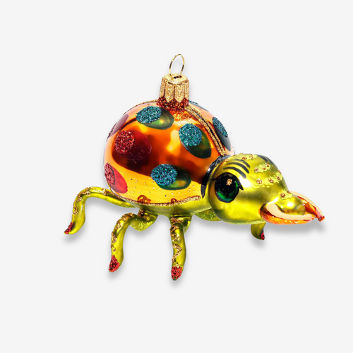 john derian Orange & Green Bug Ornament Add to cart All Holiday ornaments and items are final sale and are not eligible for return or exchange. This beetle ornament is a festive addition to your holiday tree. Meticulously craf