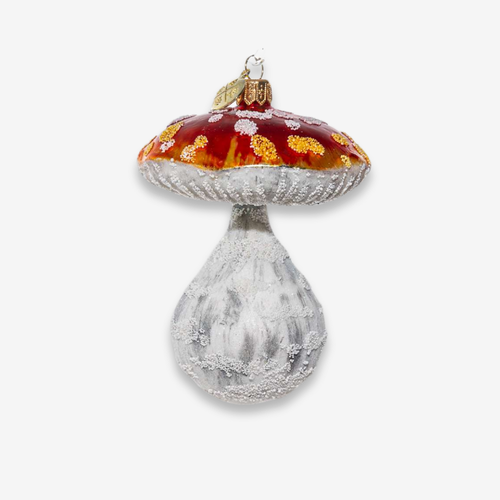 john derian Orange & Red Mushroom Ornament Add to cart All Holiday ornaments and items are final sale and are not eligible for return or exchange. With its bright orange and red hues and whimsical details this eccentric mushro