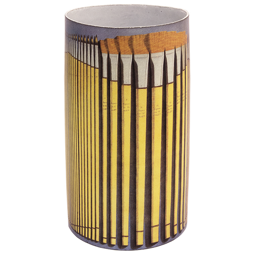 john derian Paintbrush Vase Add to cart Vase Pinceaux Details 5.25" Dimeter x 9.5" H Glazed terracotta Made in Paris Care Dishwasher safe on a moderate wash cycle. Not microwave safe. Image Origin From a paint supply catalog F