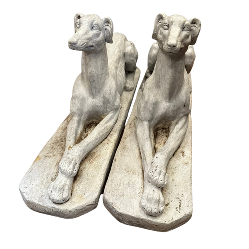 John Derian Pair Of Vintage Garden Greyhound Statues Add To Cart Included In Our Carefully Curated Antique Furniture Collection Are Two Vintage Resin Greyhound Sculptures. DetailsPair 33" L X 8" W X 14" H Vintage Cast Resin Pain