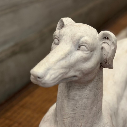 John Derian Pair Of Vintage Garden Greyhound Statues Add To Cart Included In Our Carefully Curated Antique Furniture Collection Are Two Vintage Resin Greyhound Sculptures. DetailsPair 33" L X 8" W X 14" H Vintage Cast Resin Pain
