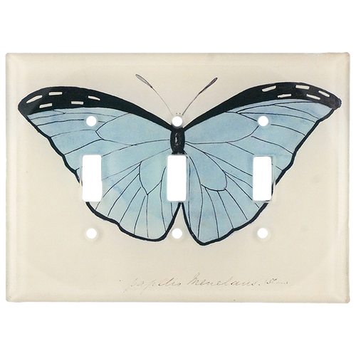 john derian Pale Blue Butterfly Triple Switch Cover