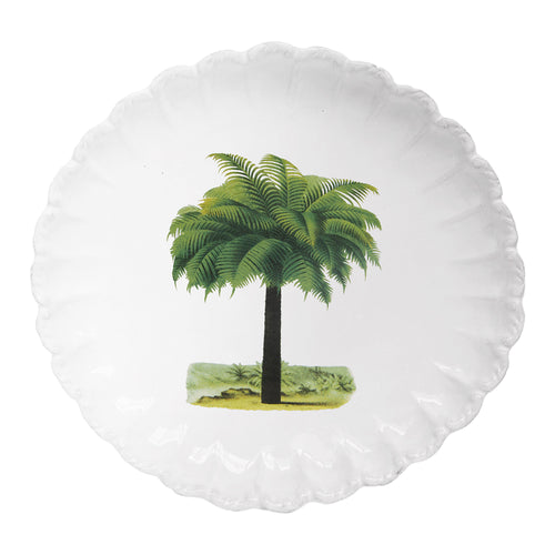 john derian Palm Tree Plate Add to cart Details 8.9" L x 8.5" W x 1" Deep Glazed terracotta Made in Paris Care Dishwasher safe on a moderate wash cycle. Not microwave safe. John Derian teamed up with Astier de Villatte to add h