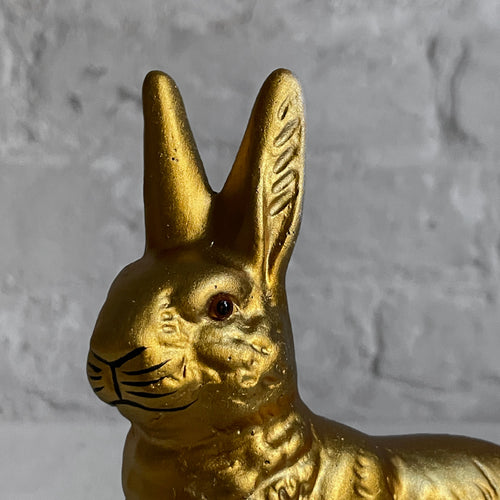 John Derian Papier Mâché Seated Gold Bunny Add To Cart Details 5" L 2" W X 5" H Painted Papier-mâché With glass Eye Each Item Will Feature Unique Variations Handmade in Germany   Based In Germany And Family Owned Since 18