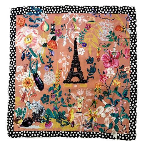 john derian "Paris Jardin" Silk Scarf Add to cart Details 38" x 38" Each item will feature unique variations Made in Italy Care Dry clean only   Whether it's a silk scarf a painted sculpture a bag or a pillow French painter Nat