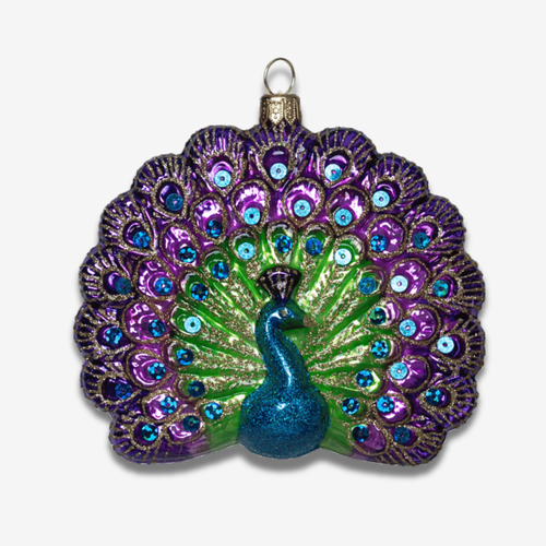 john derian Peacock Tail Open Ornament Add to cart A symbol of renewal and immortality: this Peacock Tail Open Ornament features a beautifully detailed design showcasing the vibrant iridescent feathers of a peacock elegantly fan