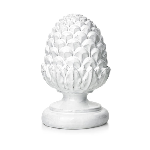 john derian Pine Cone Finial Add to cart Details 7" W x 11.4" Height Black Terra Cotta with White Enameled Glaze Each item will feature unique variations Made in Paris Care Dishwasher safe on a moderate wash cycle. Not microwav