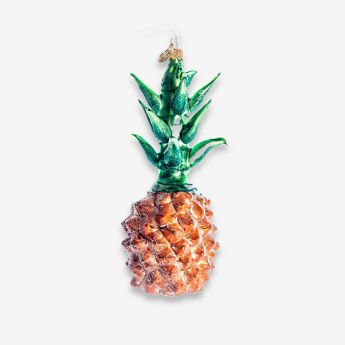 john derian Pineapple With Leaves Ornament Add to cart All Holiday ornaments and items are final sale and are not eligible for return or exchange.  This Pineapple Ornament features a beautifully detailed design that brings a to