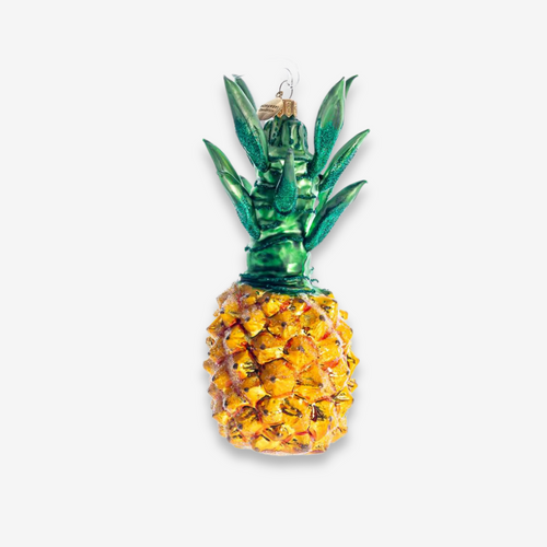 john derian Pineapple With Leaves Ornament Add to cart All Holiday ornaments and items are final sale and are not eligible for return or exchange.  This Pineapple Ornament features a beautifully detailed design that brings a to