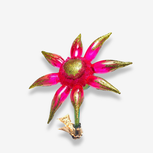 john derian Pink & Green Flower Clip-On Ornament Add to cart All Holiday ornaments and items are final sale and are not eligible for return or exchange.  This colorful flower clip-on Ornament is a charming and colorful addition