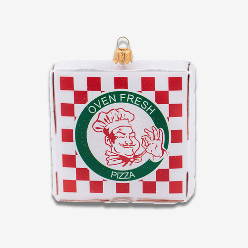 john derian Pizza Box Ornament Add to cart The Pizza Box Ornament by IMPULS is an adorable miniature that captures the essence of a pizza to-go. Crafted with delightful detail this ornament features a closed pizza box adorned wi