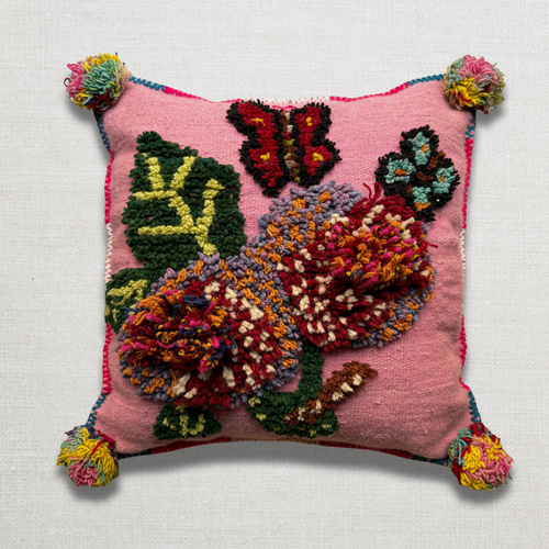 john derian PO Paris Nathalie Lete Woven & Knotted "Grandes Fleur" Cushion in Rose Add to cart This hand-tufted oversized cushion by Nathalie Lété for PO Paris features a vibrant flora and butterfly motif in colorful hues of a