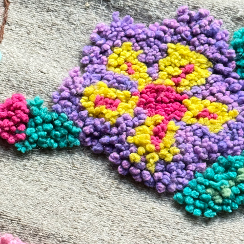 John Derian PO Paris Nathalie Lete Woven & Tufted "Bed Head" Rug In Gris Add To Cart This Hand-tufted Rug By Nathalie Lété For PO Paris Features A Vibrant Flora And Bird Motif In Colorful Hues Of Atop A Gray Woven Background A