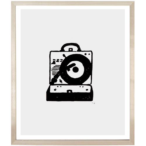 john derian Portable Record Player 10 x 12" Linocut Print