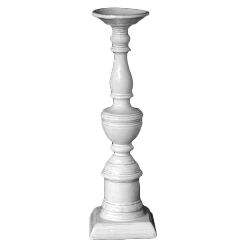 john derian Positano Candlestick Base Add to cart Pied de Lampe Positano  Details 5.1" Length x 5.1" Width x 17.1" Deep Black Terra Cotta with White Enameled Glaze Each item will feature unique variations Made in Paris Care Dis
