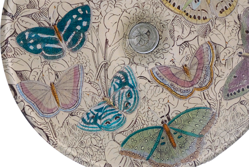 John Derian Purple Butterflies Stacking Cake Pedestal