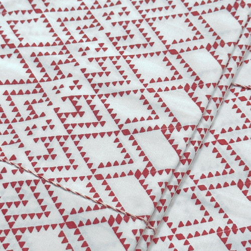 John Derian Rasa Block Printed Sheet Set In White Divali & Red Twin Set - $325.00 Queen Set - $430.00 King Set - $480.00 Set Of 2 Standard Pillowcases - $75.00 Set Of 2 King Pillowcases - $80.00