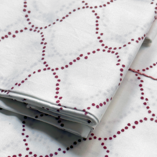 John Derian Rasa Block Printed Sheet Set In White Persian & Madder Twin Set - $325.00 Queen Set - $430.00 King Set - $480.00 Set Of 2 Standard Pillowcases - $75.00 Set Of 2 King Pillowcases - $80.00