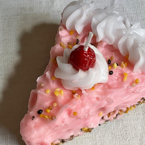 John Derian Rosa Torta Pink Cake Slice With Cherry Candle Add To Cart Details 4" L X 3" W X 5" H Paraffin Wax Each Item Will Feature Unique Variations Made In Italy Care Remove All Paper Before Burning. Not Intended For Childr