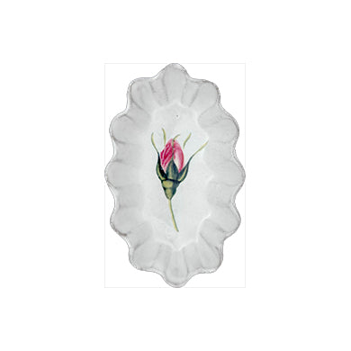 john derian Rosebud Dish Add to cart Coupelle Bouton de Rose6" x 3.75"0.75" DeepJohn Derian teamed up with Astier de Villatte to add his iconic imagery to their classic white tableware. The 19th-century inspired patterns and ima