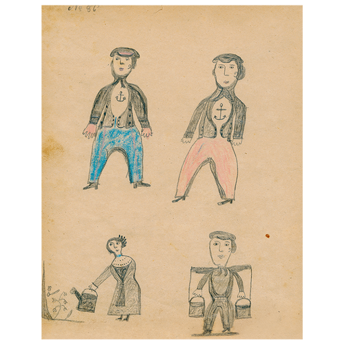 john derian Sailor Friends / Gardening / Lady with Pail (p 340) 11" x 14" Rect. Tray