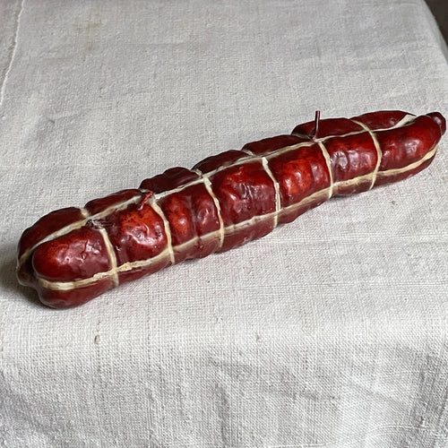 John Derian Salame & Soppresseta Wrapped Salami Candles 9.75" Long Salami - $32.00 6" Short Salami - $26.00