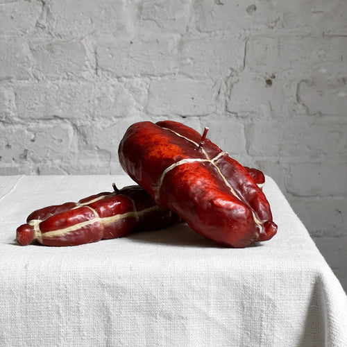 john derian Salame & Soppresseta Wrapped Salami Candles 9.75" Long Salami - $32.00 6" Short Salami - $26.00