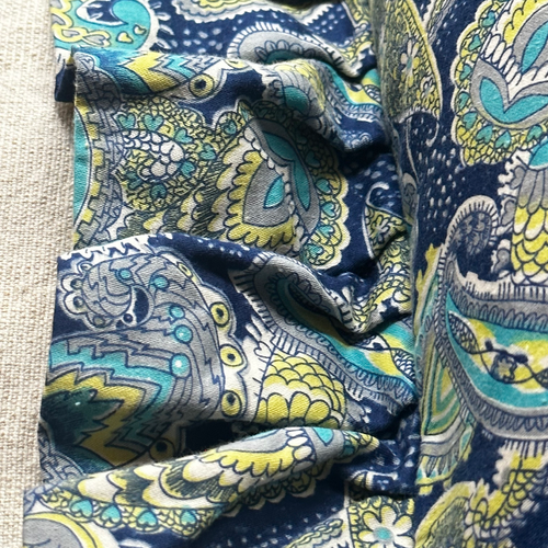 John Derian SAVED NY Ruffled Pillow #01 Add To Cart Bring Color To Your Living Space With The Bespoke Charm Of This Blue And Green Paisley Cushion Featuring Roses And A Ruffled Edge. Meticulously Crafted With And Made From Vinta