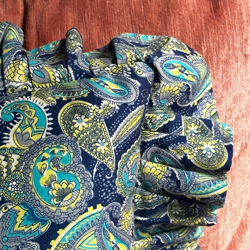 John Derian SAVED NY Ruffled Pillow #01 Add To Cart Bring Color To Your Living Space With The Bespoke Charm Of This Blue And Green Paisley Cushion Featuring Roses And A Ruffled Edge. Meticulously Crafted With And Made From Vinta