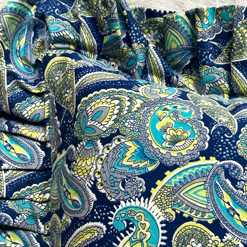 John Derian SAVED NY Ruffled Pillow #01 Add To Cart Bring Color To Your Living Space With The Bespoke Charm Of This Blue And Green Paisley Cushion Featuring Roses And A Ruffled Edge. Meticulously Crafted With And Made From Vinta