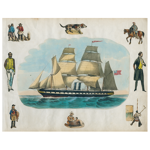 john derian Scrapbook Boat A-Sailing Left (p 295) 11" x 14" Rect. Tray