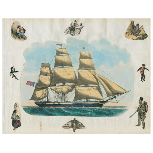 john derian Scrapbook Boat B-Sailing Right (p 296) 11" x 14" Rect. Tray