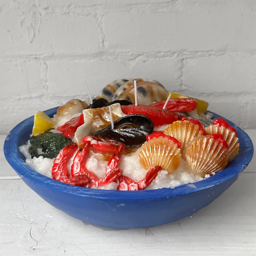john derian Seafood Platter Candle Add to cart Details 11.5" W x 4" H Paraffin Wax Each item will feature unique variations Made in Italy Care Remove All Paper Before Burning. Not intended for children. Cereria Introna has been