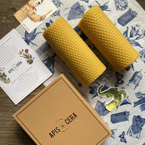 John Derian Set Of 2 Apis Cera Ambroise Beeswax Candles Add To Cart Ambroise Is A Handcrafted Beeswax Pillar Candle By Apis Cera Made In A Custom Mold And Featuring A Honeycomb-textured Finish. Shorter And Thicker Than The Flags