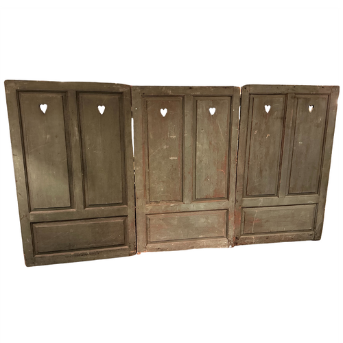 john derian Set of 3 18th Century Cabinet Doors Add to cart Included in our carefully curated antique furniture collection is a set of 3 18th century painted wood cabinet doors featuring six carved hearts. Details approx. 36" W