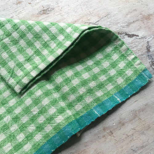 John Derian Set Of 4 Gingham Napkins In Lime & Aqua Add To Cart Set Of 4 Two-Toned Napkins Details 20" X 20" 100% Hand-Spun Linen Made In India Care Machine Wash Cold Gentle Cycle Tumble Dry. Do Not Bleach.     Caravan A Cele