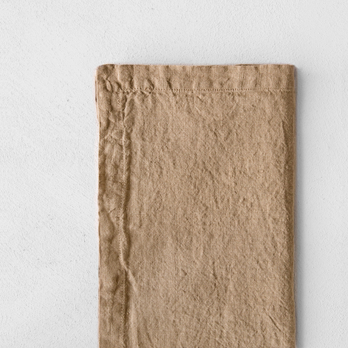 john derian Set of Six Basix Linen Napkins in Carmel Add to cart This Basix Linen Napkin set in Carmel are generously sized 45cm square linen napkins that have been pre-washed for a relaxed textural appeal. Carmel a sun-bleached