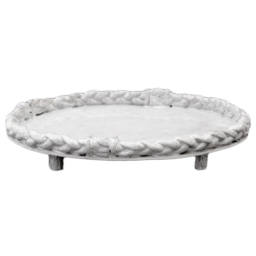 john derian Setsuko Oval Leaf Platter with Feet Add to cart Plateau sur Pied Ovale avec Feuilles Details 13.8" Length x 9.3" Width x 2.4" Height Black Terra Cotta with White Enameled Glaze Each item will feature unique variation