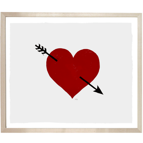 john derian Shot through the Heart 12 x 14" Linocut Print