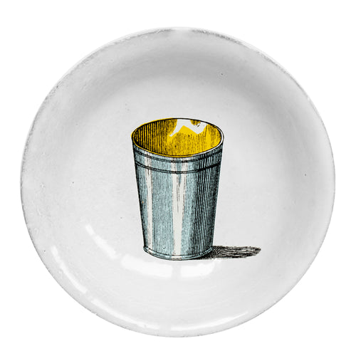 john derian Silver Cup Dish Add to cart Details 4.5" Diameter x .9" Deep Glazed terracotta Made in Paris Care Dishwasher safe on a moderate wash cycle. Not microwave safe. Image Origin "The Instructive Picture Book” edited by