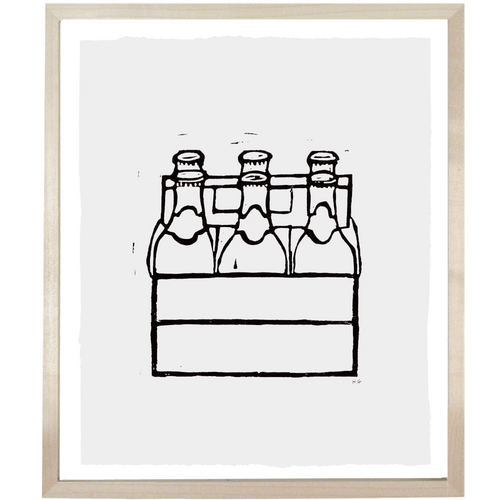 john derian Six Pack in Black 10 x 12" Linocut Print